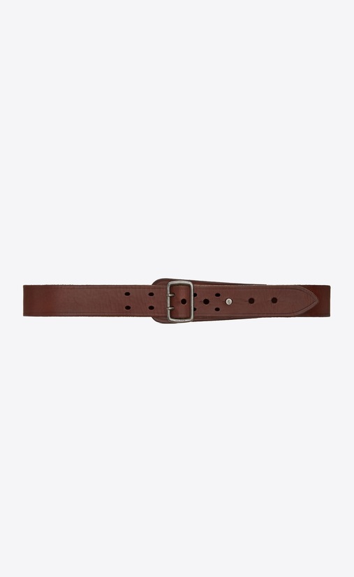 hublot military-style buckle belt in brown leather